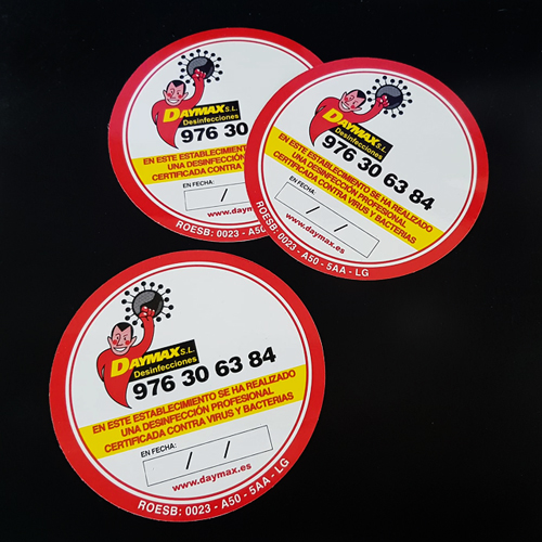 Vinilos serigrafía Desinfecciones Daymax